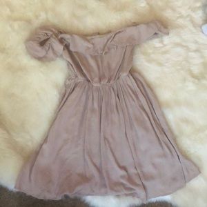 Olivaceous off the shoulder short summer dress